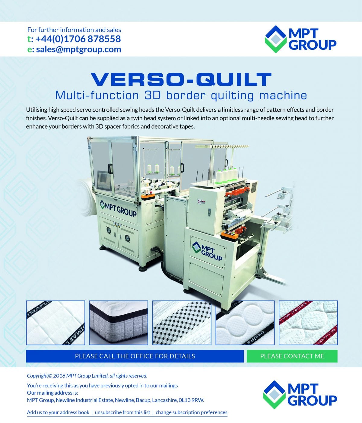 New Verso Quilt Multi-Function 3D border quilting machine